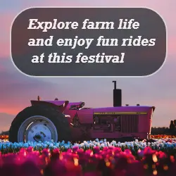 Tractor in the farm with banner.